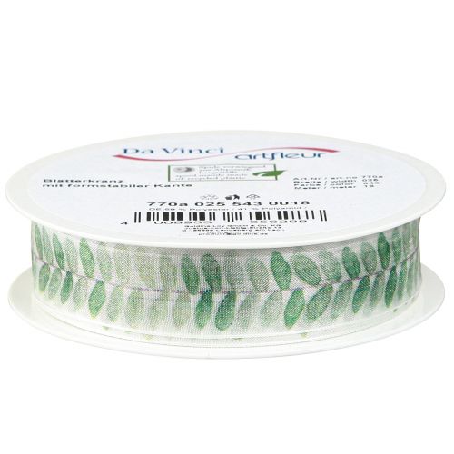 Artikel Band Gröna Blad Organza Band Dekorativt band 25mm 18m