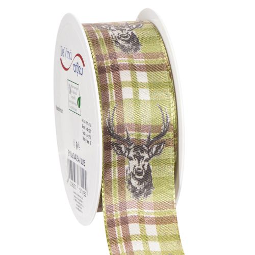 Dekorativt band med hjorthuvud och rutmönster, 40 mm x 15 m