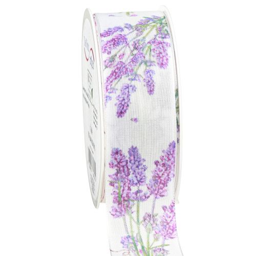 Artikel Band lavendel sidenband med lavendel bukett 40mm 15m