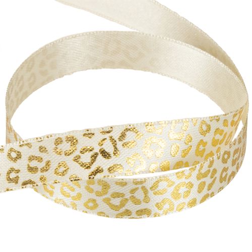 Artikel Band Leopardmönstrat Sidenband Krämfärgat Guld 15mm 18m