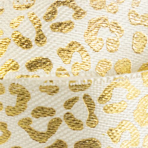 Artikel Band Leopardmönstrat Sidenband Krämfärgat Guld 15mm 18m