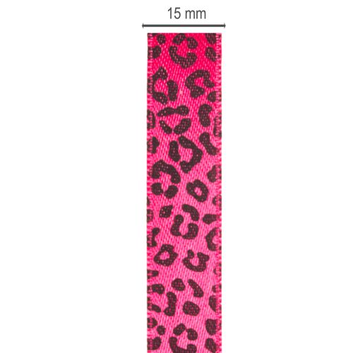 Dekorativt band med leopardmönster, rosa, 15mm x 18m | Floristik24.se