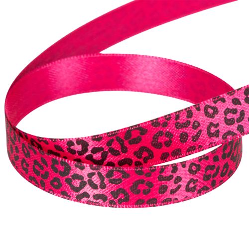 Dekorativt band med leopardmönster, rosa, 15mm x 18m | Floristik24.se