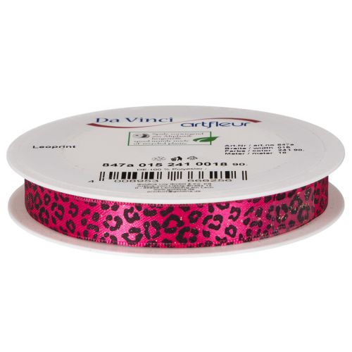 Dekorativt band med leopardmönster, rosa, 15mm x 18m | Floristik24.se
