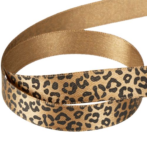 Artikel Band Leopardmönstrat Sidenband Brunt Svart 15mm 18m