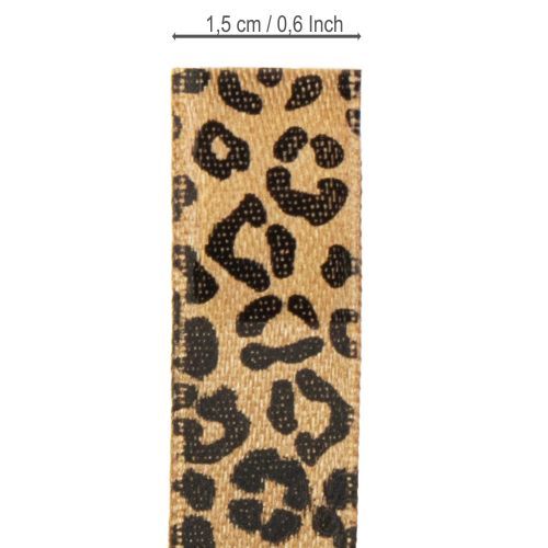 Artikel Band Leopardmönstrat Sidenband Brunt Svart 15mm 18m