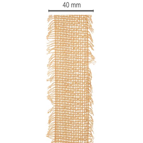 Dekorativt bomullsband, rustik stil, med fransar, 40 mm, 30 m | Floristik24.se