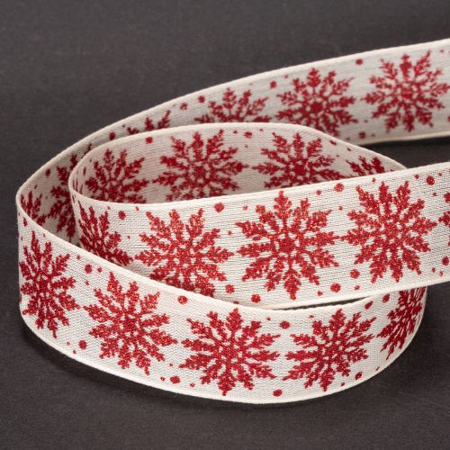 Dekorativt band med snöflingor, presentinslagning, vinter, 25mm x 20m | Floristik24.se