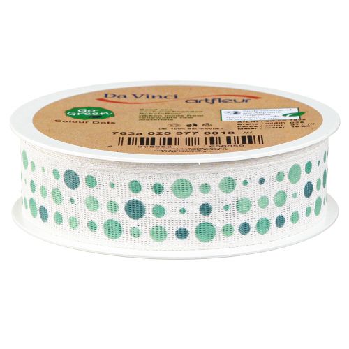Artikel Band Turquoise Dots Maritime Cotton Ribbon 25mm 18m
