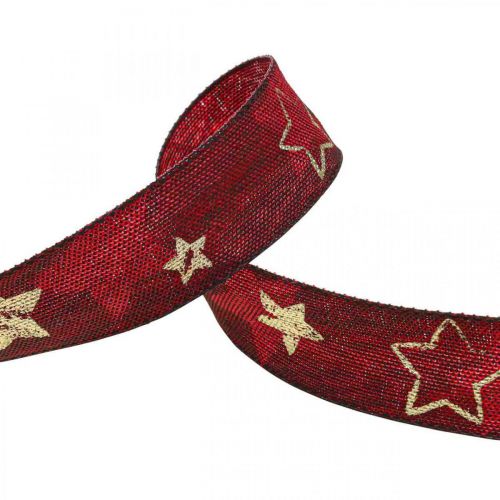 Artikel Dekorband Julband Stjärnor Röd Gyllene L15m