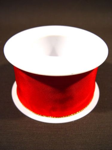 Floristik24 Presentband med guldkant, 6,0cm 25m rött