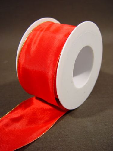 Floristik24 Presentband med guldkant, 6,0cm 25m rött