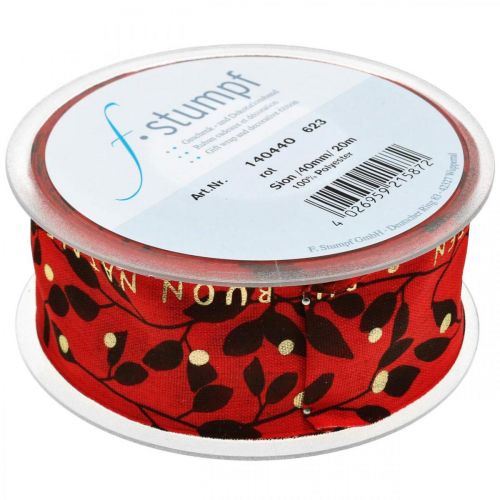 Artikel Julband med ordspråk röd 40mm 20m