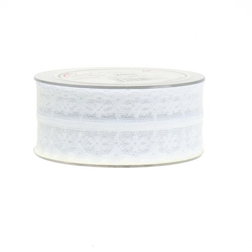 Floristik24 Spetsband vintage vit 40mm 20m