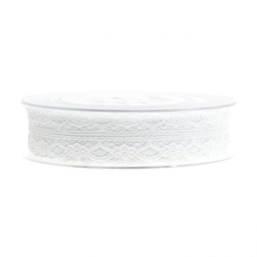 Floristik24 Spetsband med bågad kant vit 25mm 20m