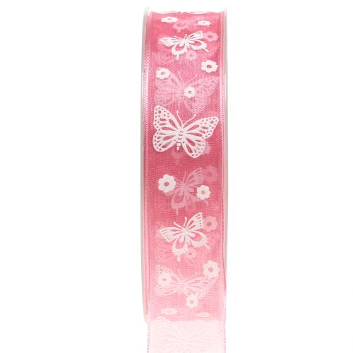 Floristik24 Organza band fjäril gammal rosa 25mm 20m