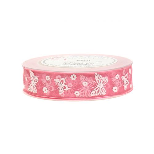 Floristik24 Organza band fjäril gammal rosa 25mm 20m