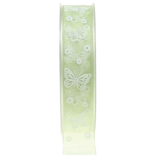 Floristik24 Organza band fjäril Mint 25mm 20m