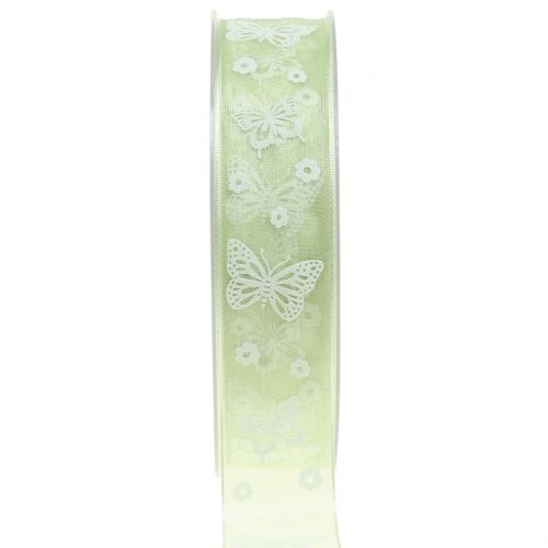 Floristik24 Organza band fjäril Mint 25mm 20m