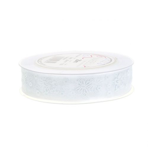 Floristik24 Organza band fjäril vit 25mm 20m