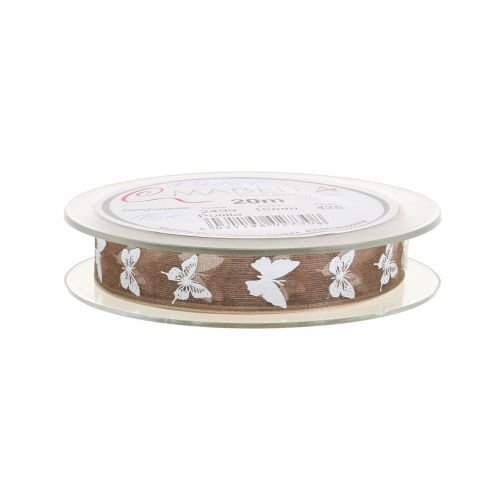 Artikel Organza band fjäril brun 15mm 20m