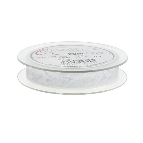 Floristik24 Organza band fjäril vit 15mm 20m