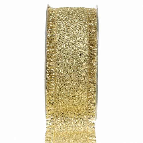 Floristik24 Dekorband guld med fransar 40mm 15m