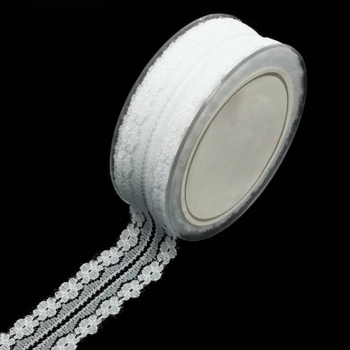 Floristik24 Spetsband dekorationsband vit 20m 3cm