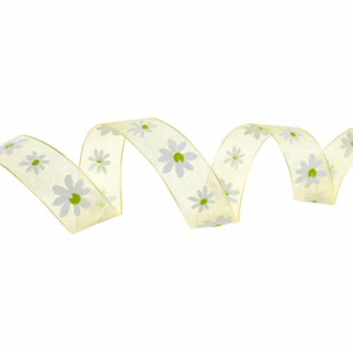 Artikel Organzaband gula blommor 15mm tygband dekorativt band sommardekoration 20m