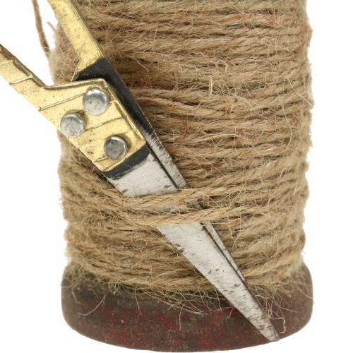 Tejprulle juteband med sax Ø5cm H8cm 2st