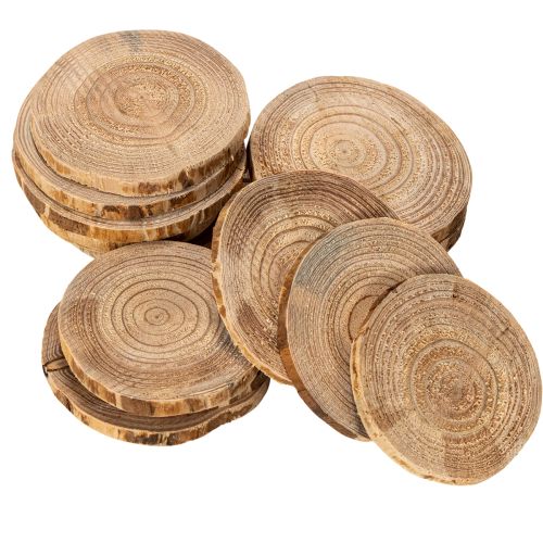 Naturliga runda träskivor för dekoration och hantverk, 6 cm, 300 g | Floristik24.se