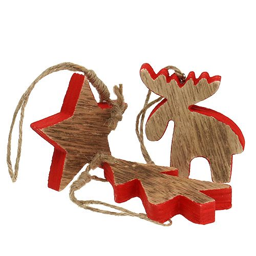 Floristik24 Träddekorationer blandar rött, natur 7cm - 9cm 9st