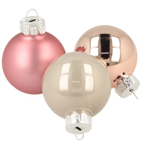 Julgransdekoration i glas rosa grå Ø4cm 24 st