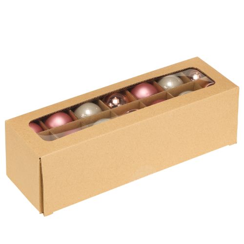 Artikel Julgransdekoration i glas rosa grå Ø4cm 24 st