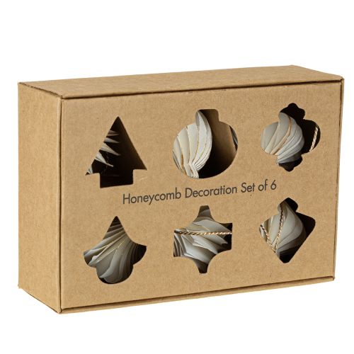 Artikel Pappers julgransprydnader, bikakepapper, vitt och guld, 4 cm, 6 stycken