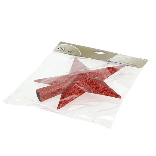Artikel Trädtopp röd med glimmer Ø2,2cm 19,5cm x 20cm