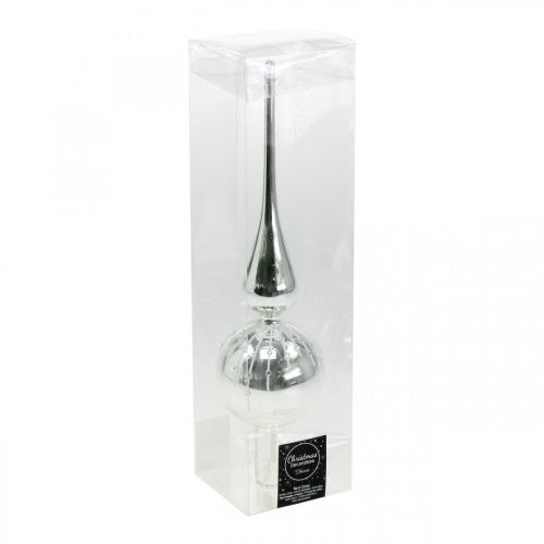 Floristik24 Julgrans topp med glitter dekoration, träd dekoration, julgran topp icicle silver / vit H31cm