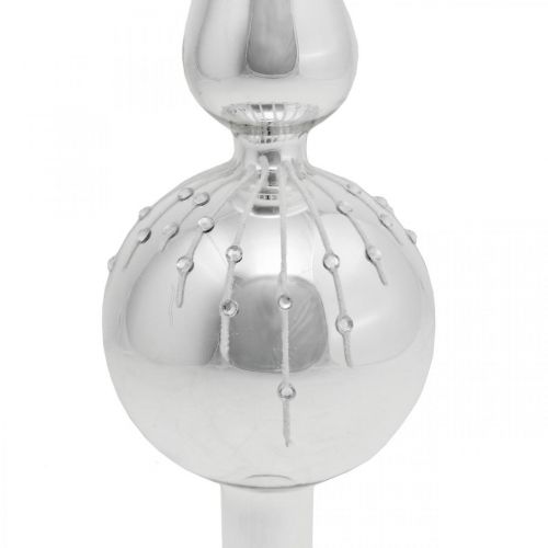 Floristik24 Julgrans topp med glitter dekoration, träd dekoration, julgran topp icicle silver / vit H31cm