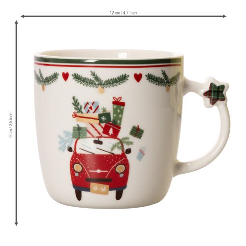 Keramisk mugg med julmotiv, bil och presenter, 9 cm | Floristik24.se