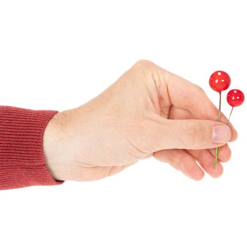 Mini julgranskulor med konstgjorda röda bär för blomsterdekoration, 2 cm, 48 stycken | Floristik24.se