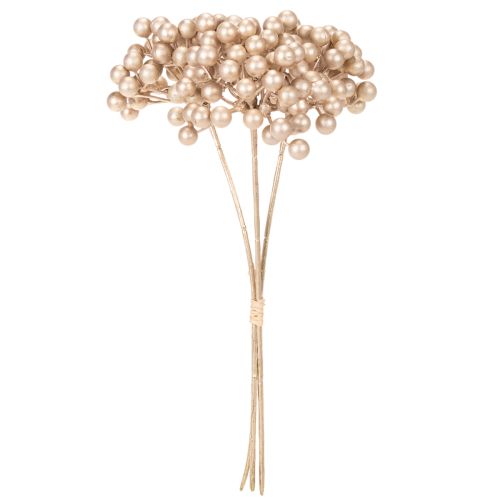 Konstgjord bärgren, champagnefärgad dekoration, 28 cm, 3 stycken | Floristik24.se