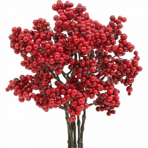Dekorativ gren med röda bär bär gren höstdekoration 26cm 6st