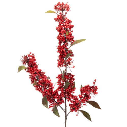 Konstgjord gren med röda bär och blad, 96 cm köpa | Floristik24.se