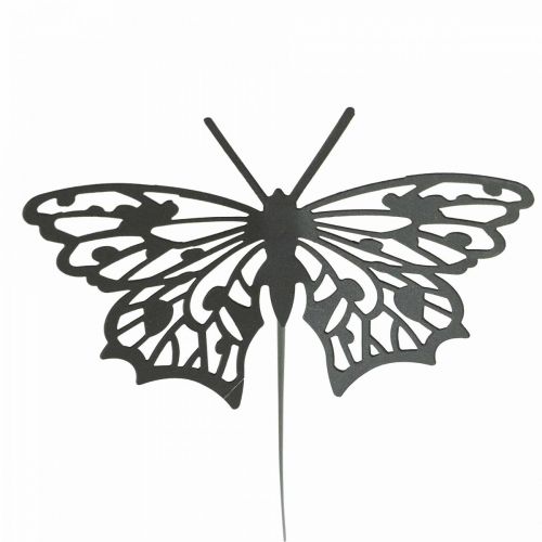 Blomplugg metallfjäril svart 10,5×8/44cm 3 st