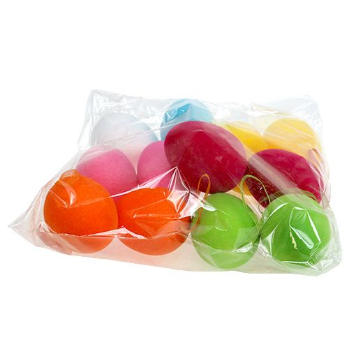 Floristik24 Flockade dekorationsägg 10cm 12 st