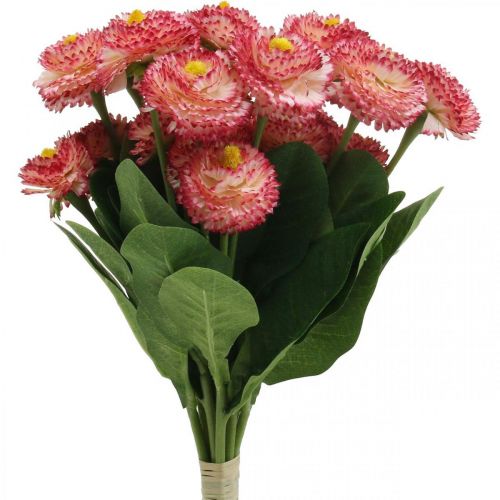 Artikel Konstgjord blomma, konstgjord bellis i ett gäng, prästkragar vit-rosa L32cm 10 st