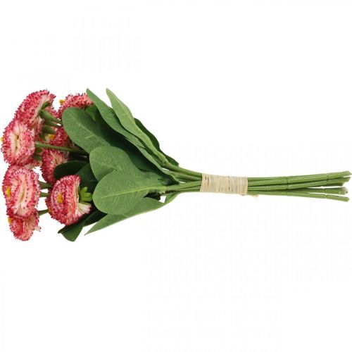 Artikel Konstgjord blomma, konstgjord bellis i ett gäng, prästkragar vit-rosa L32cm 10 st