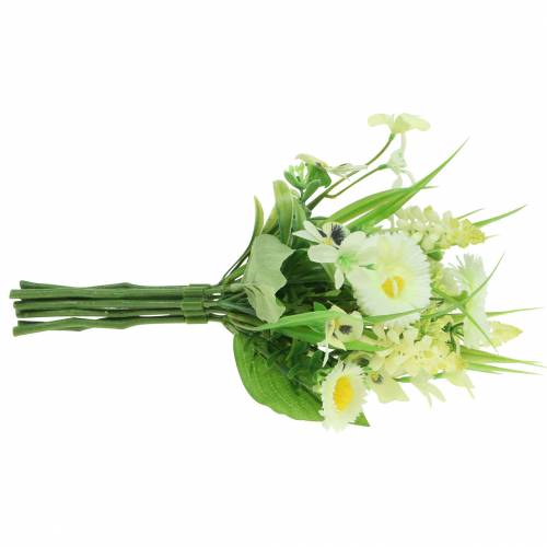 Floristik24 Vårbukett med bellis och hyacint konstgjord vit, gul 25cm