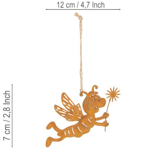 Hängande bidekoration, rostfärgad metall, sommardekoration, 12 cm, 6 stycken | Floristik24.se