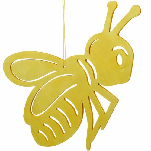 Artikel Träfigur bi, vårdekoration, honungsbin att hänga på, dekorativ insekt 6st